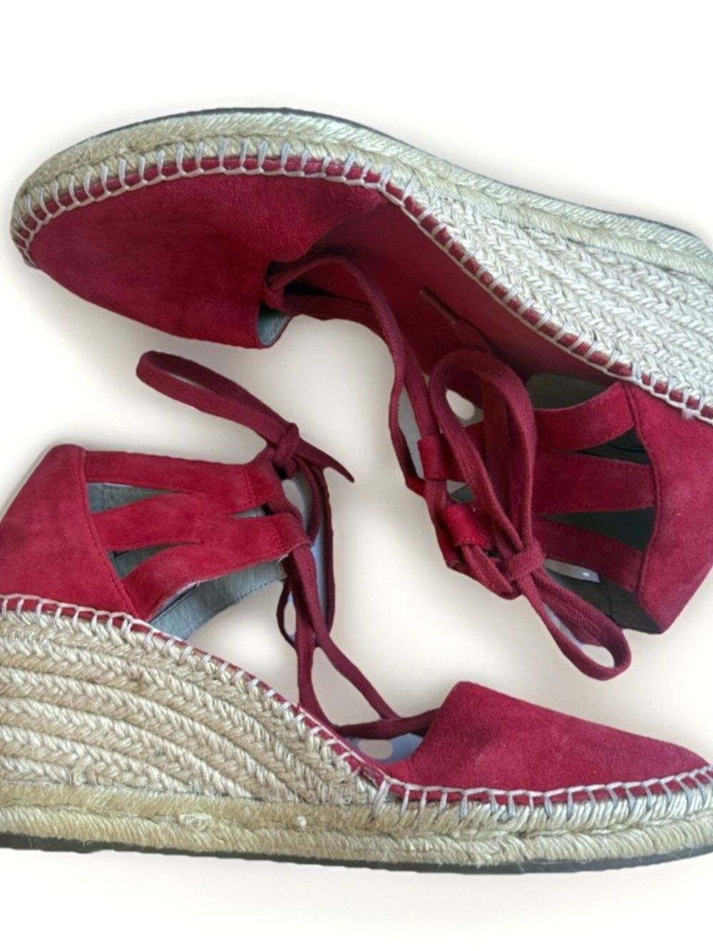 ABEO Delano Dee Espadrille Wedge Sandals Red Suede Women’s 9N Comfort Arch Suppo